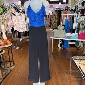 Blue Ruffle Jumpsuit